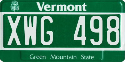 VT license plate XWG498