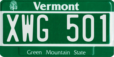 VT license plate XWG501