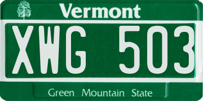 VT license plate XWG503