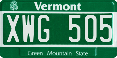 VT license plate XWG505