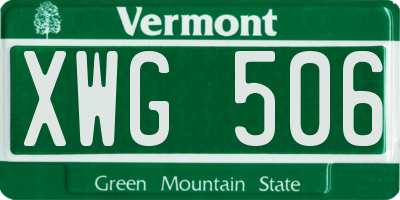 VT license plate XWG506