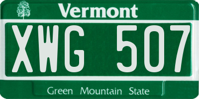 VT license plate XWG507
