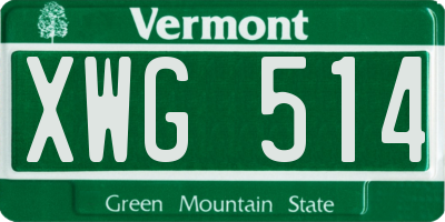 VT license plate XWG514