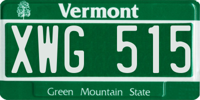 VT license plate XWG515