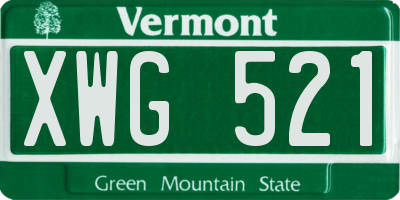 VT license plate XWG521