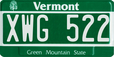 VT license plate XWG522