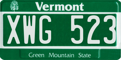 VT license plate XWG523