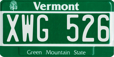 VT license plate XWG526