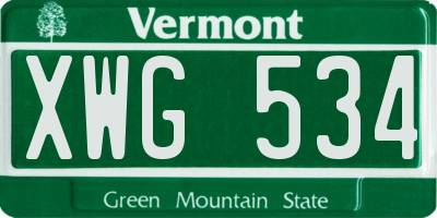 VT license plate XWG534
