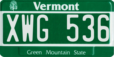 VT license plate XWG536