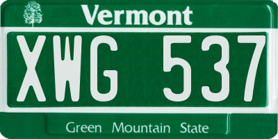 VT license plate XWG537