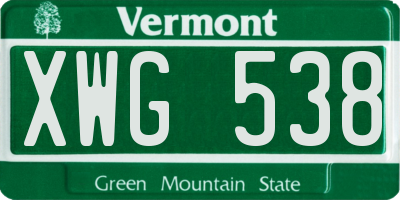 VT license plate XWG538