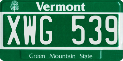 VT license plate XWG539
