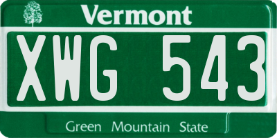 VT license plate XWG543