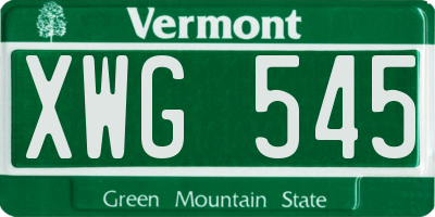 VT license plate XWG545