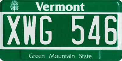VT license plate XWG546