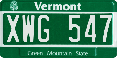 VT license plate XWG547