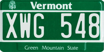 VT license plate XWG548