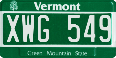 VT license plate XWG549