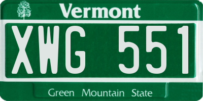 VT license plate XWG551