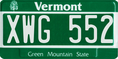 VT license plate XWG552
