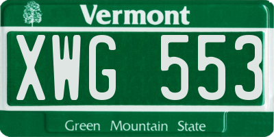 VT license plate XWG553