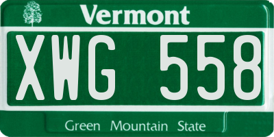 VT license plate XWG558
