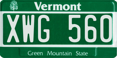 VT license plate XWG560
