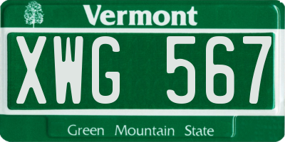 VT license plate XWG567
