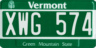 VT license plate XWG574
