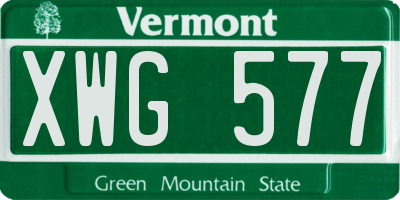VT license plate XWG577