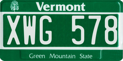 VT license plate XWG578