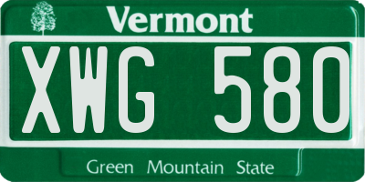 VT license plate XWG580