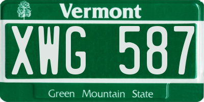VT license plate XWG587