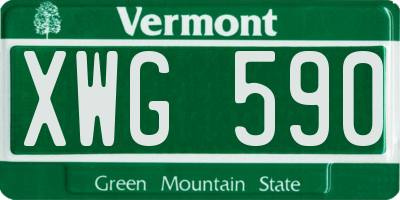 VT license plate XWG590