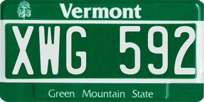 VT license plate XWG592