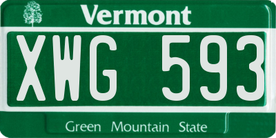 VT license plate XWG593