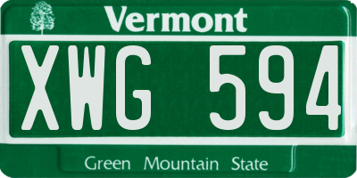 VT license plate XWG594