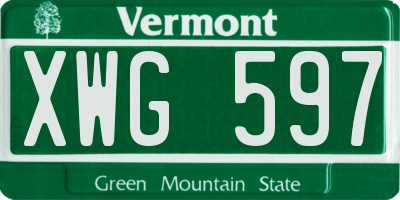 VT license plate XWG597