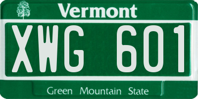 VT license plate XWG601