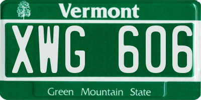 VT license plate XWG606