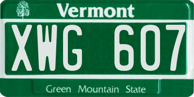 VT license plate XWG607