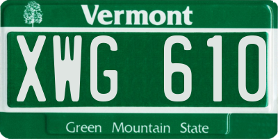 VT license plate XWG610