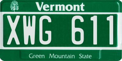 VT license plate XWG611