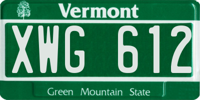 VT license plate XWG612