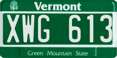 VT license plate XWG613