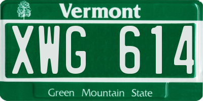 VT license plate XWG614