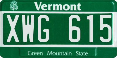 VT license plate XWG615