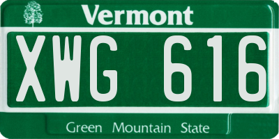 VT license plate XWG616