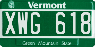VT license plate XWG618